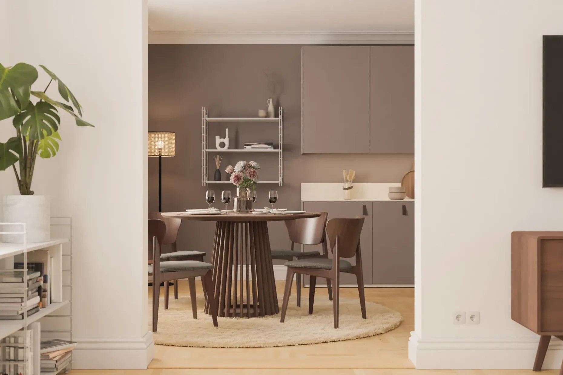 Peyra Rundt Spisebord 120 cm for 4 personer Kjøkkenbord i tre