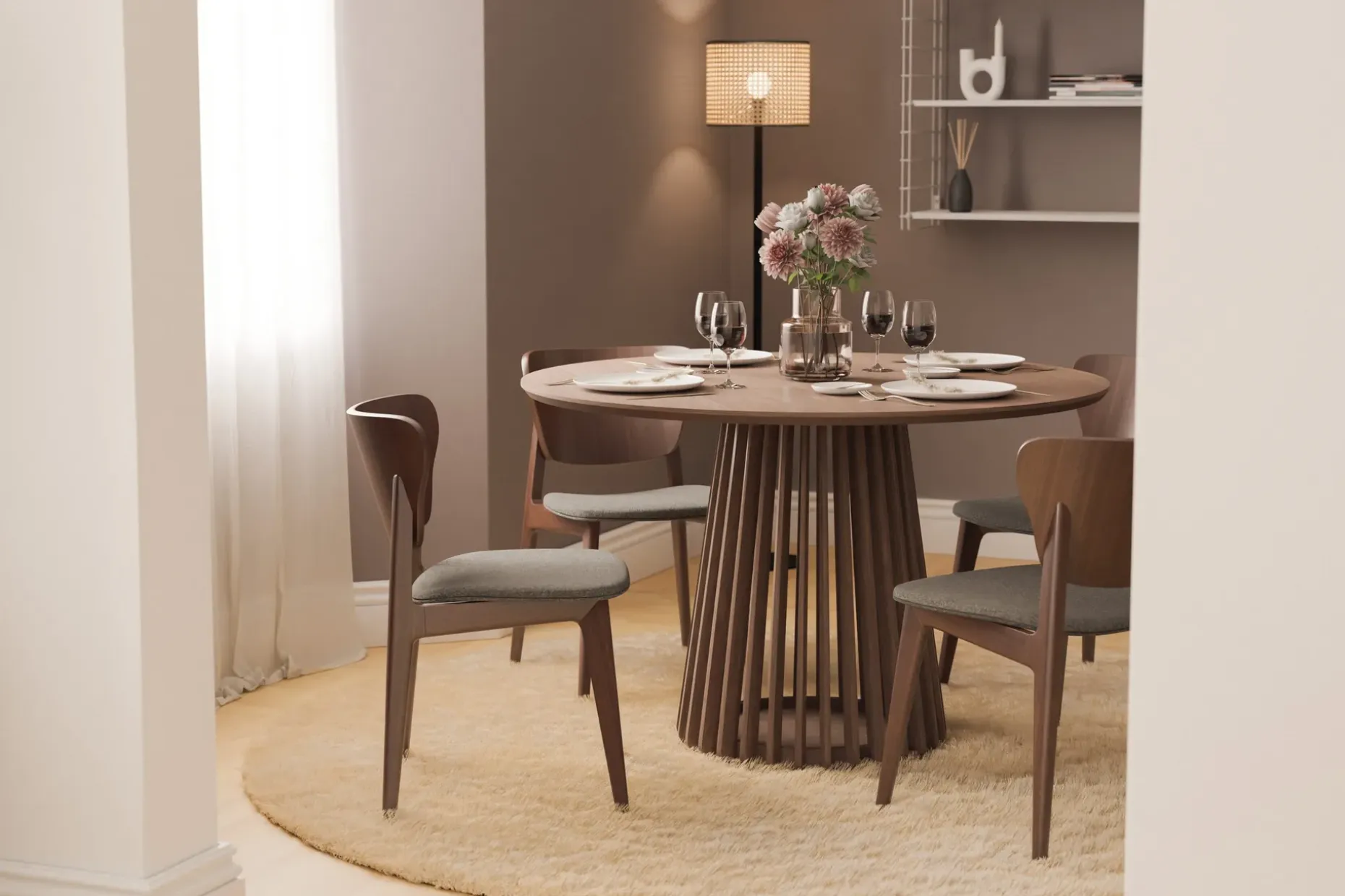 Peyra Rundt Spisebord 120 cm for 4 personer Kjøkkenbord i tre
