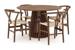 Peyra Spisegruppe 120 cm Rundt Spisebord med 4 Dastoori Spisestoler