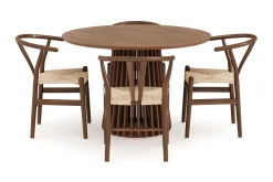 Peyra Spisegruppe 120 cm Rundt Spisebord med 4 Dastoori Spisestoler