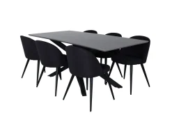 Piazza Spisegruppe 180 cm Rektangulær med 6 Velvet Stoler