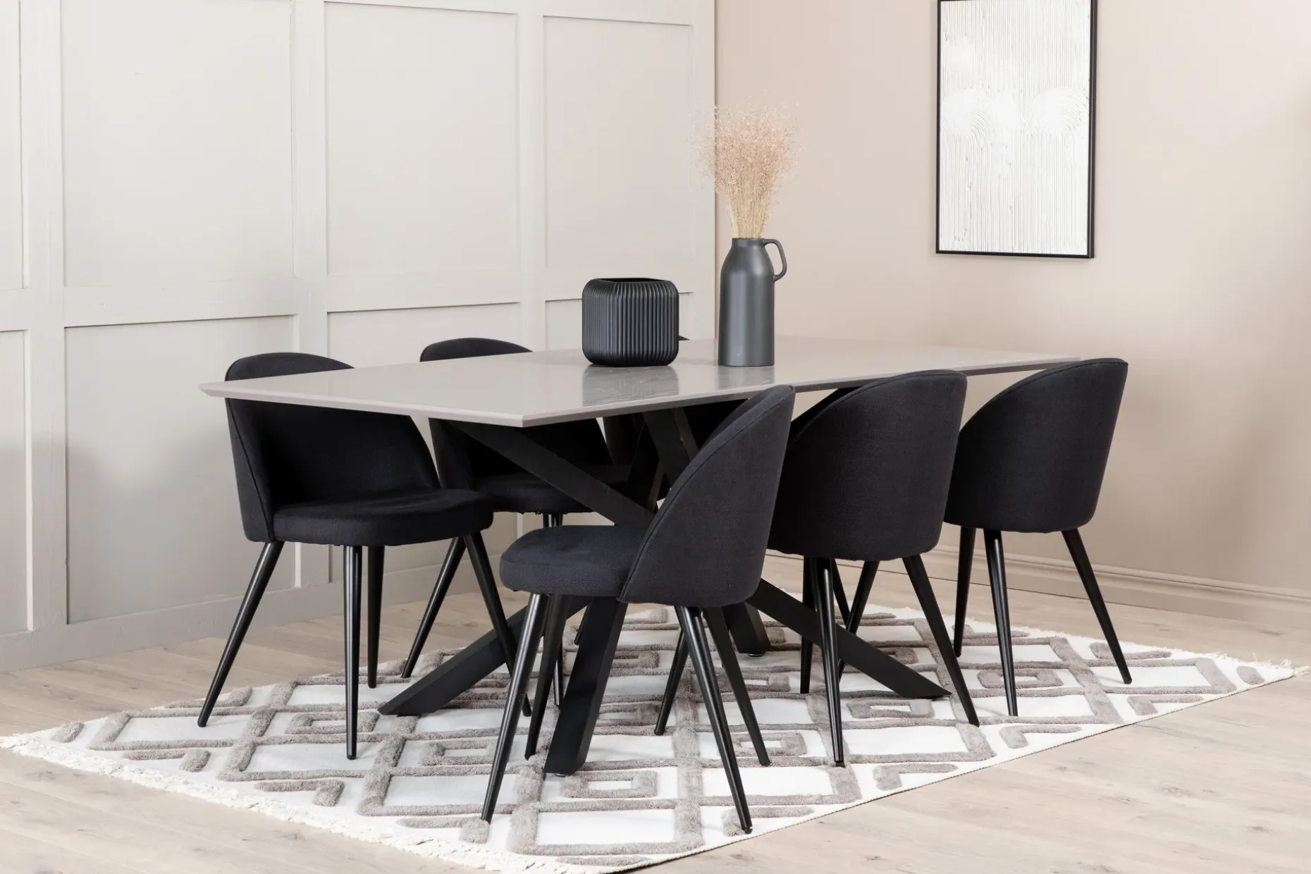 Piazza Spisegruppe 180 cm Rektangulær med 6 Velvet Stoler