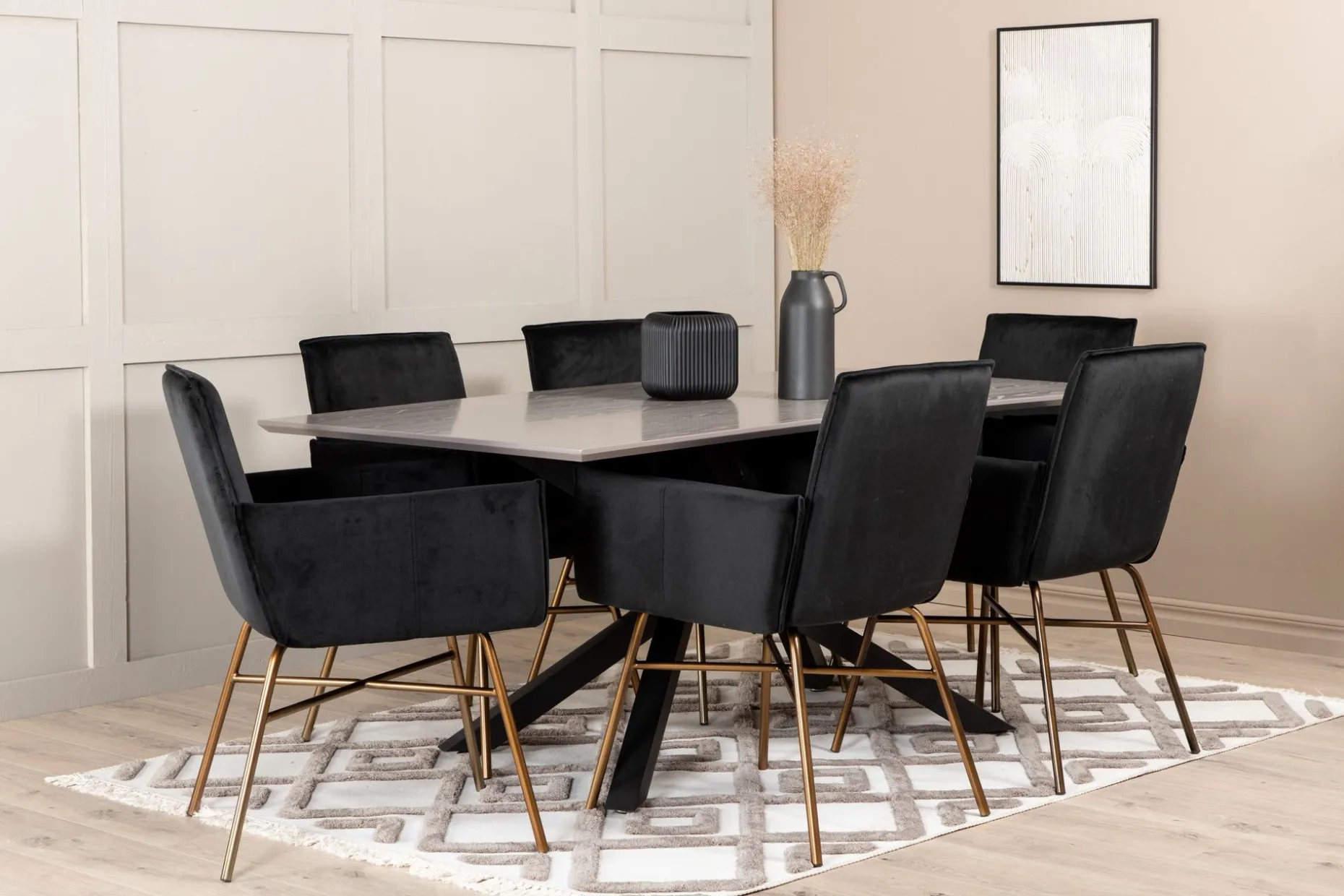 Piazza Spisegruppe 180 cm Rektangulær med 6 Petra Stoler