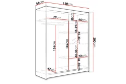 Pickering Garderobe med Speil 150x200 cm