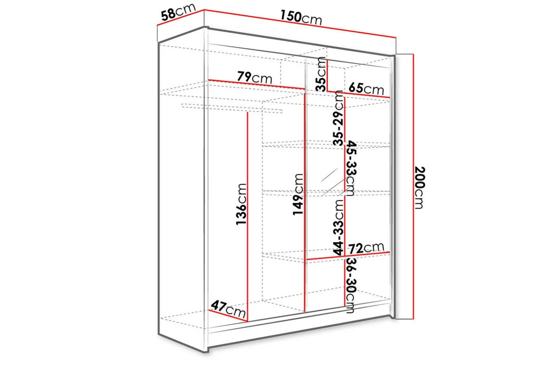 Pickering Garderobe med Speil 150x200 cm