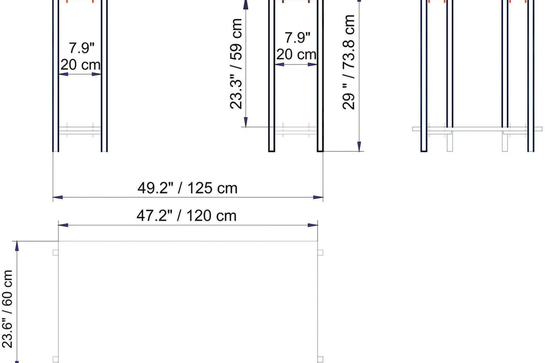 Pinnarp Skrivebord 125 cm med Oppbevaring 2 Hyller