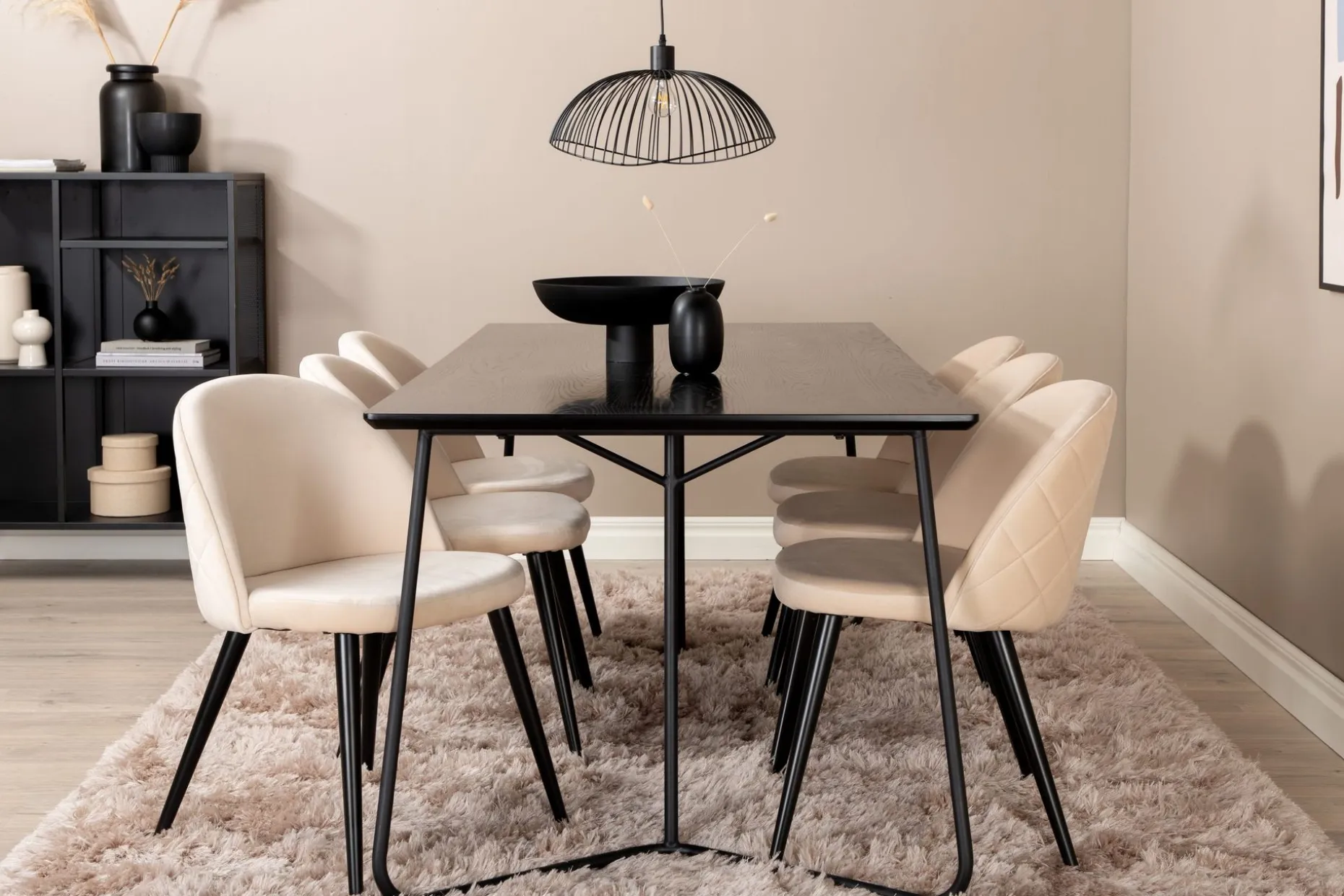 Pipi Spisegruppe 190 cm inkl. 6 Velvets Stoler