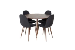 Plaza Spisegruppe 100 cm Rund med 4 Polar Stoler