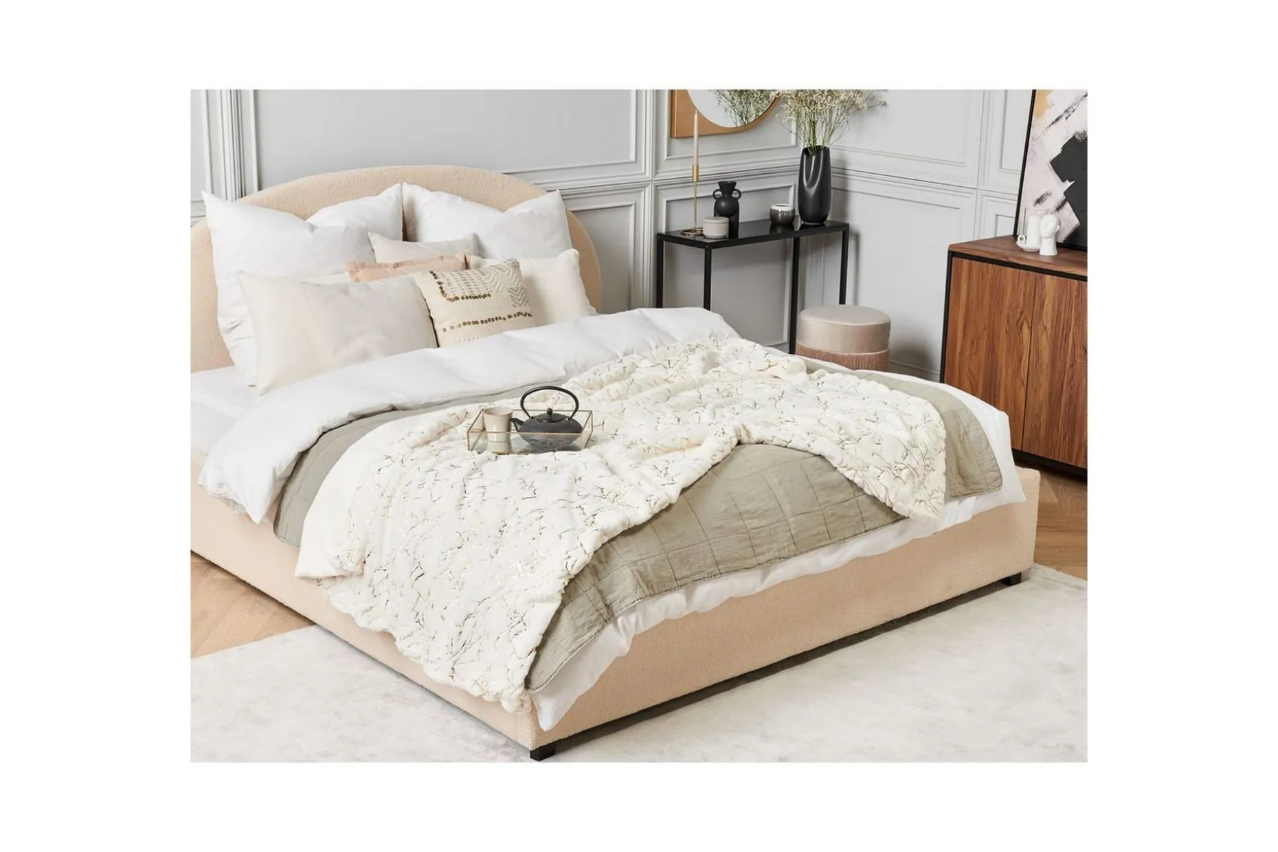Pledd Godavari Beige/gull, 130x180 cm