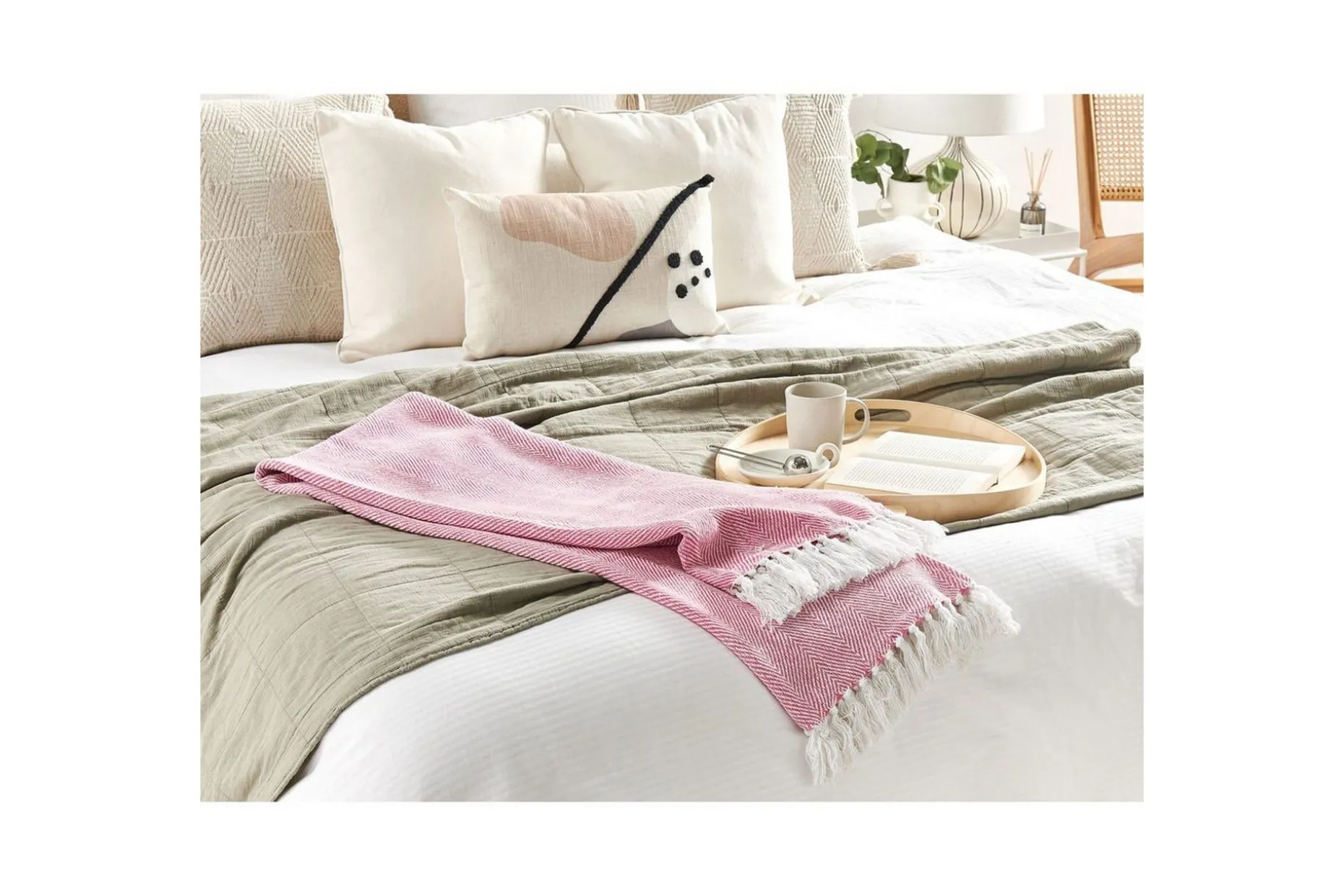 Pledd Tangier Rosa/Hvit