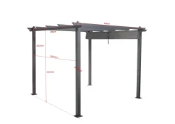 Porto pergola 3x3 m i aluminium med tak for solskjerming