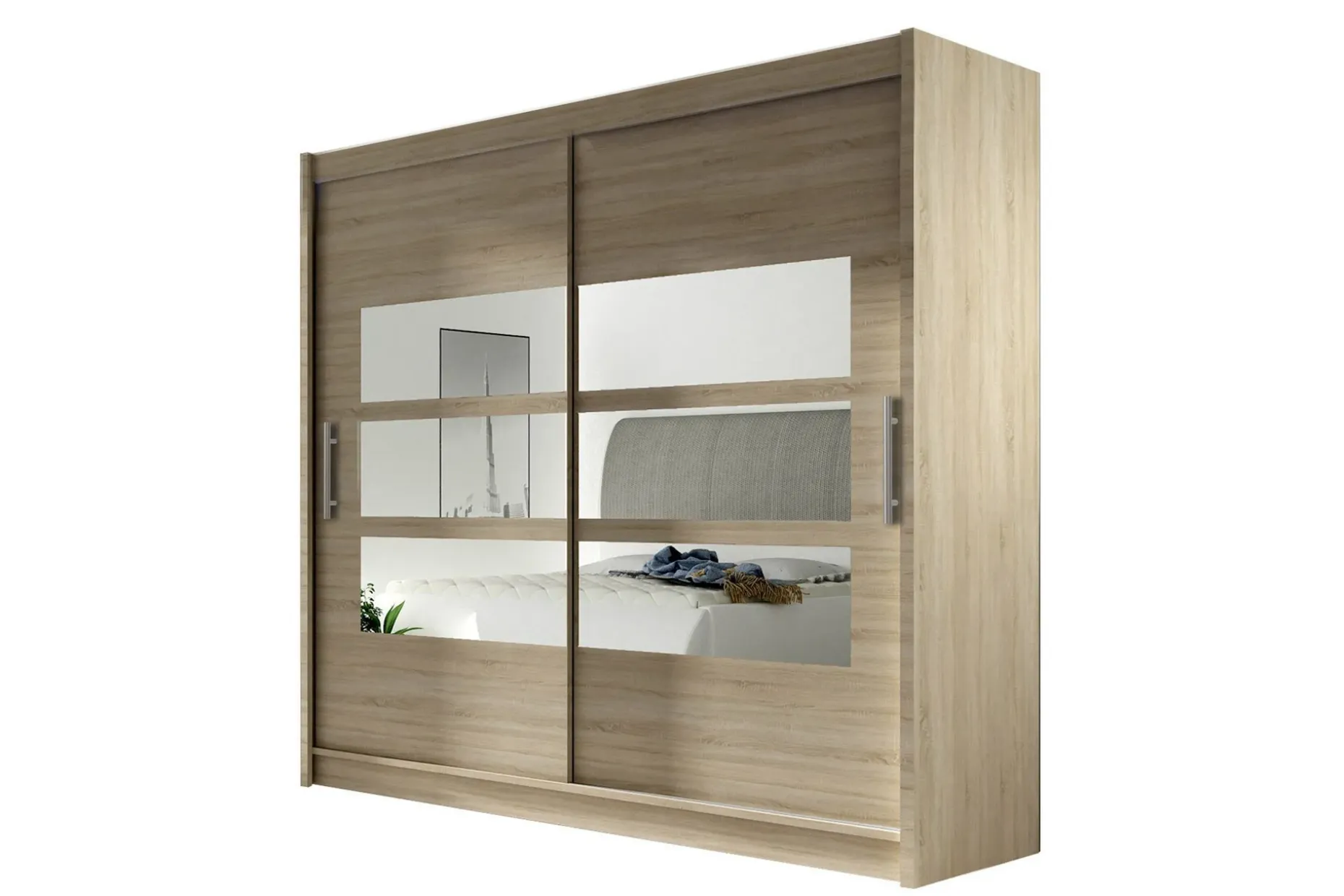 Prag Garderobe 180 cm Skyvedører Delt Speil
