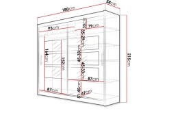 Prag Garderobe 180 cm Skyvedører Delt Speil