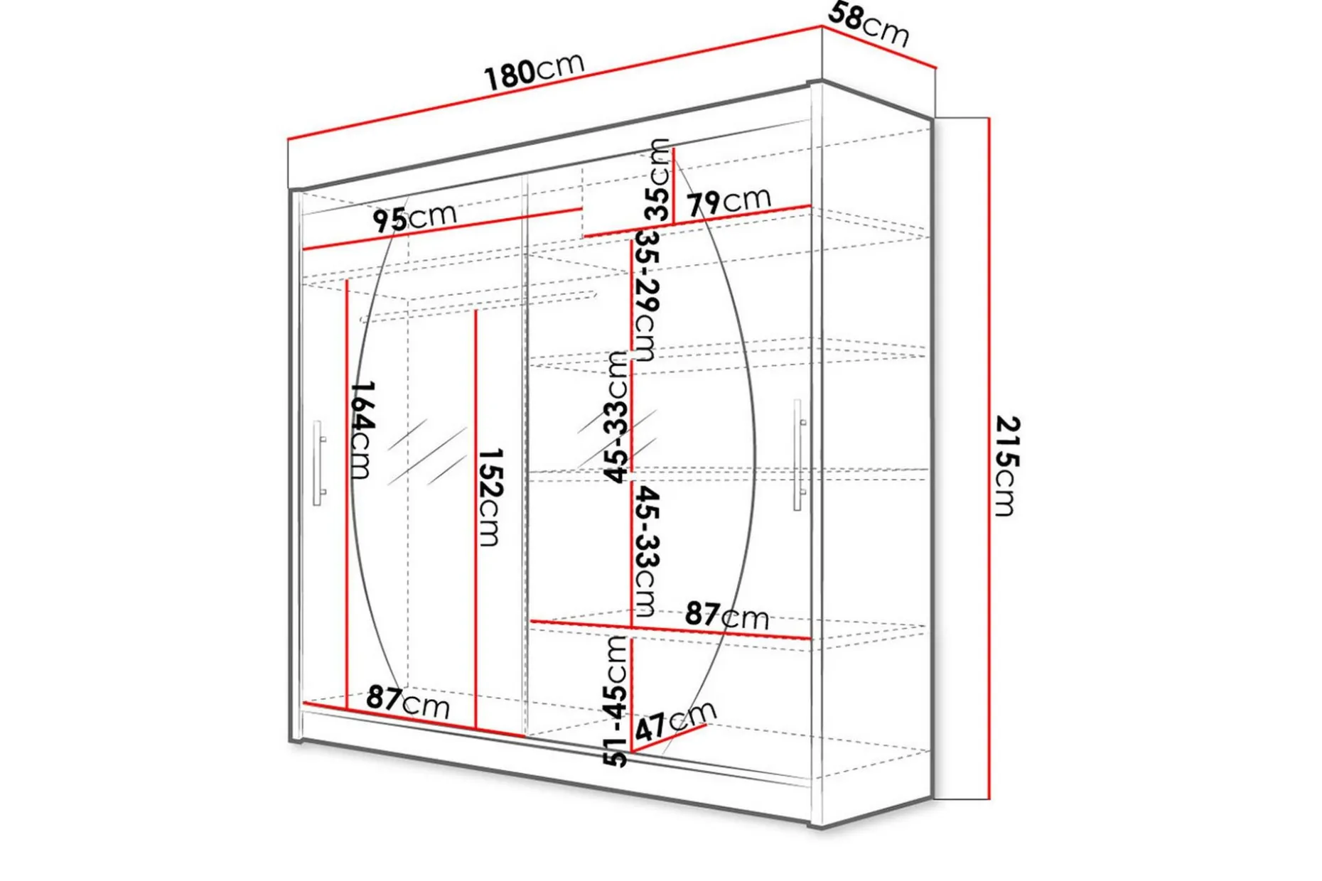 Prag Garderobe med Speil 180x215 cm