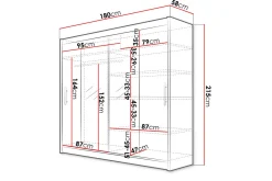 Prag Garderobe 180x57x215 cm