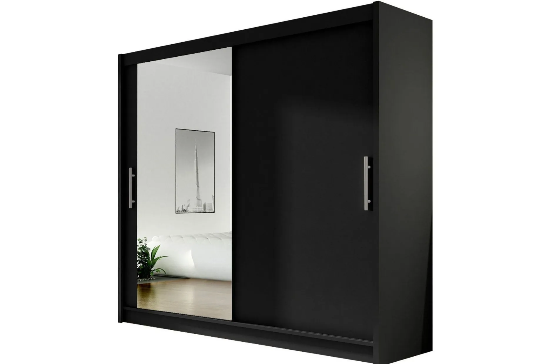 Prag Stor Garderobe med Skyvedører + Speil