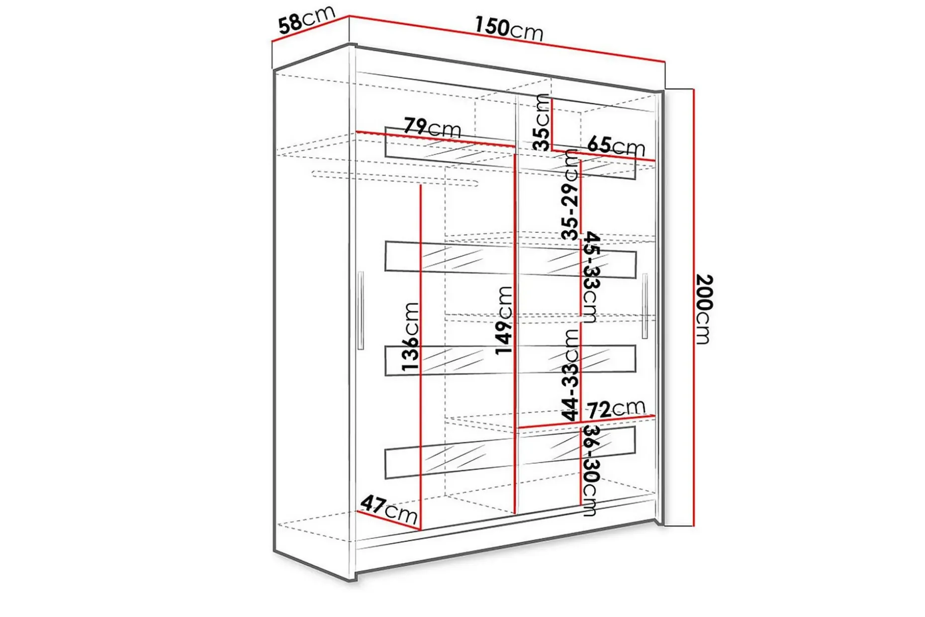 Presto Garderobe 58x150 cm