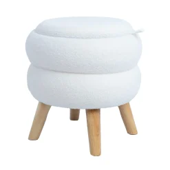 Puff/bord HOME4YOU Hana D40x41 cm hvit, med oppbevaring