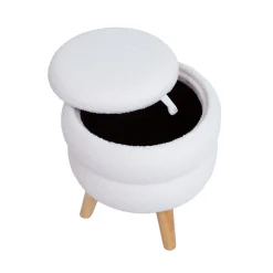 Puff/bord HOME4YOU Hana D40x41 cm hvit, med oppbevaring