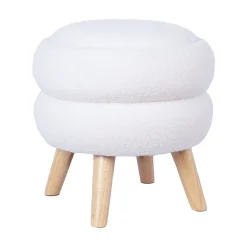 Puff/bord HOME4YOU Hana D40x41 cm hvit, med oppbevaring