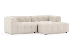 Puffy 3-seters boblete sofa med divan høyre