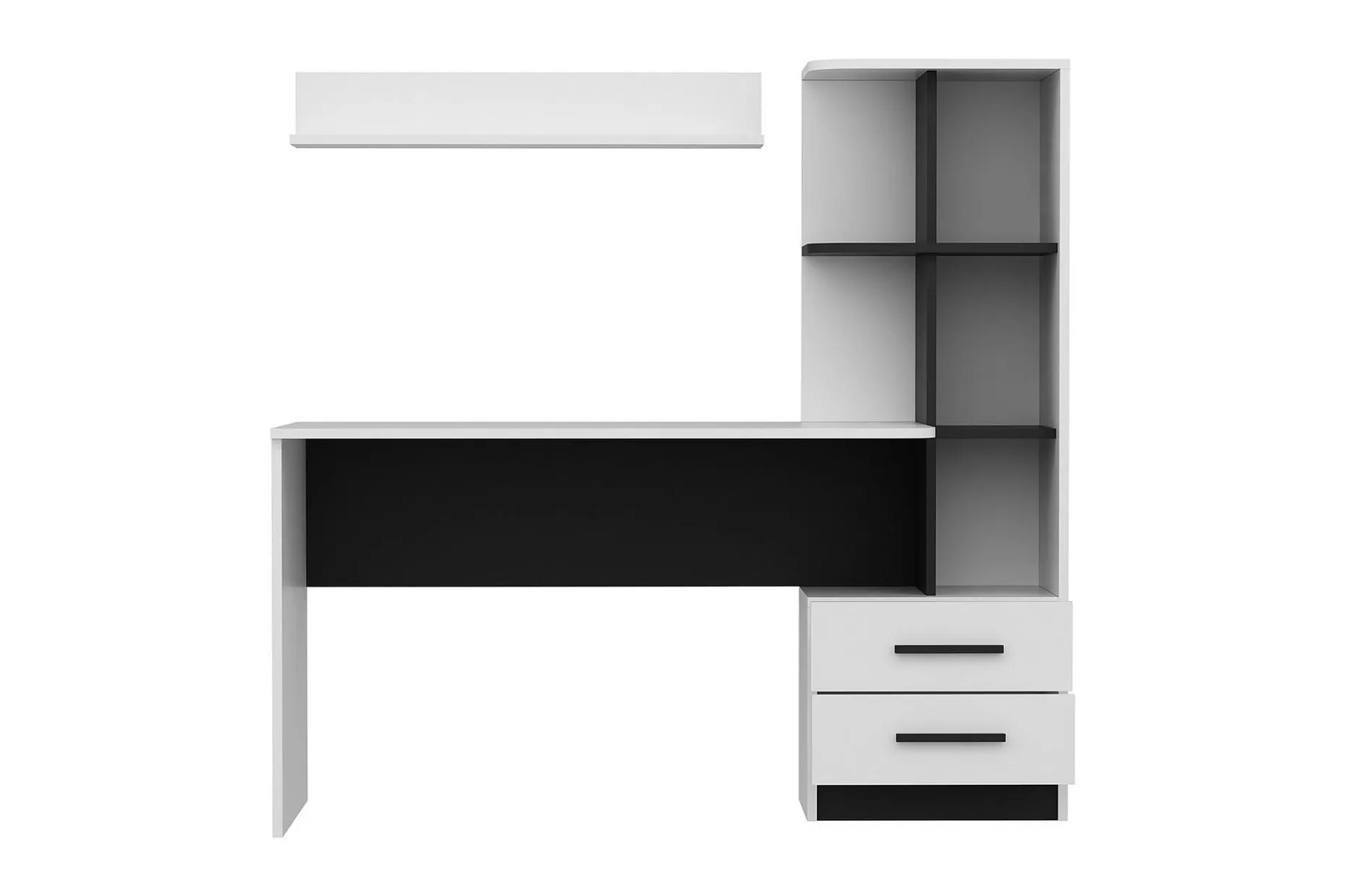 Puijas Skrivebord 120 cm med Oppbevaring Skuff+Hyller+Vegghy