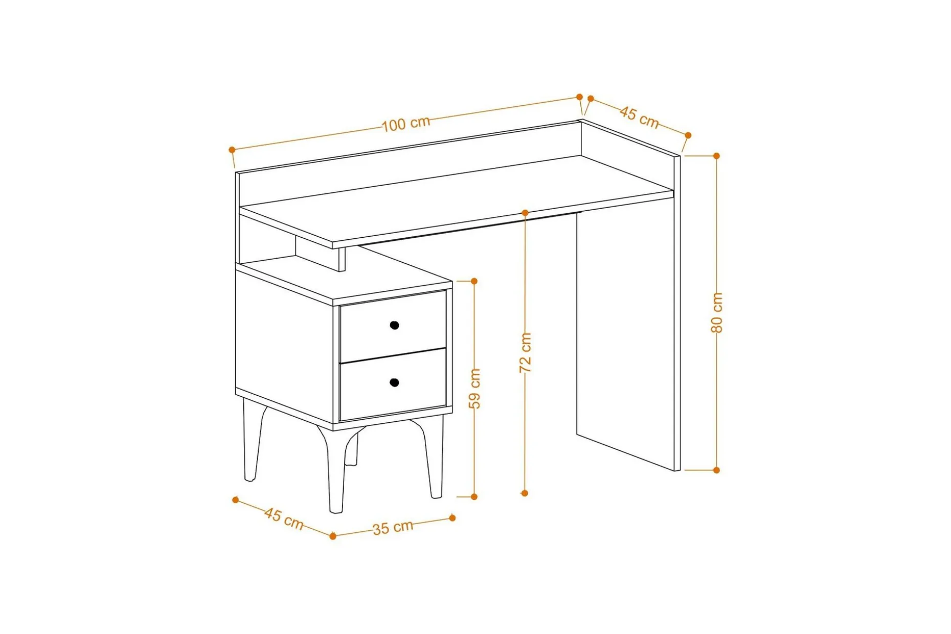 Puuk Skrivebord 45x100 cm
