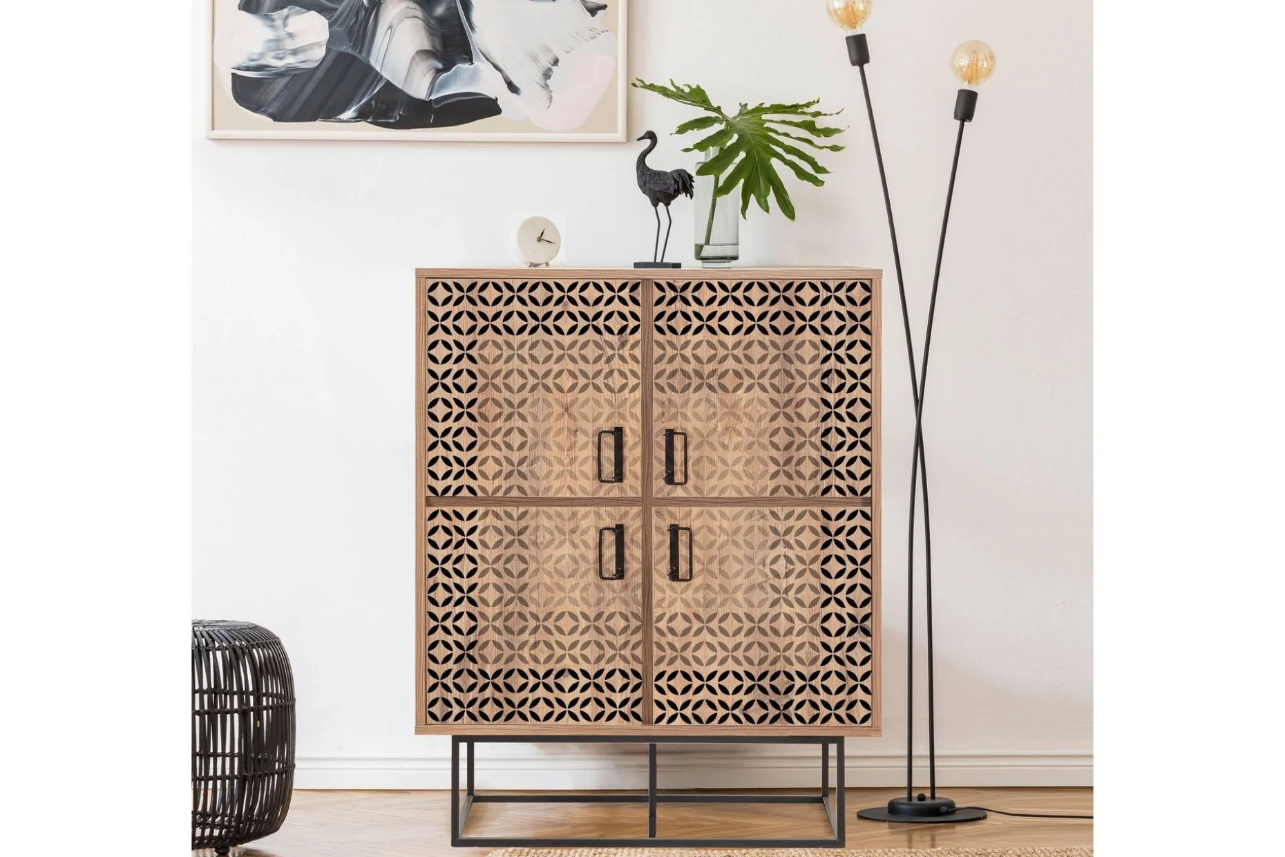 Quantum Solo Highboard 93x115 cm Svart/Brun