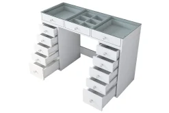 Ramender Sminkebord med Oppbevaring Bordplate i Glass 120 cm