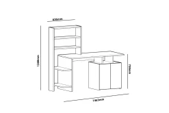 Raymer Skrivebord 146 cm med Oppbevaring Hyller + Skap