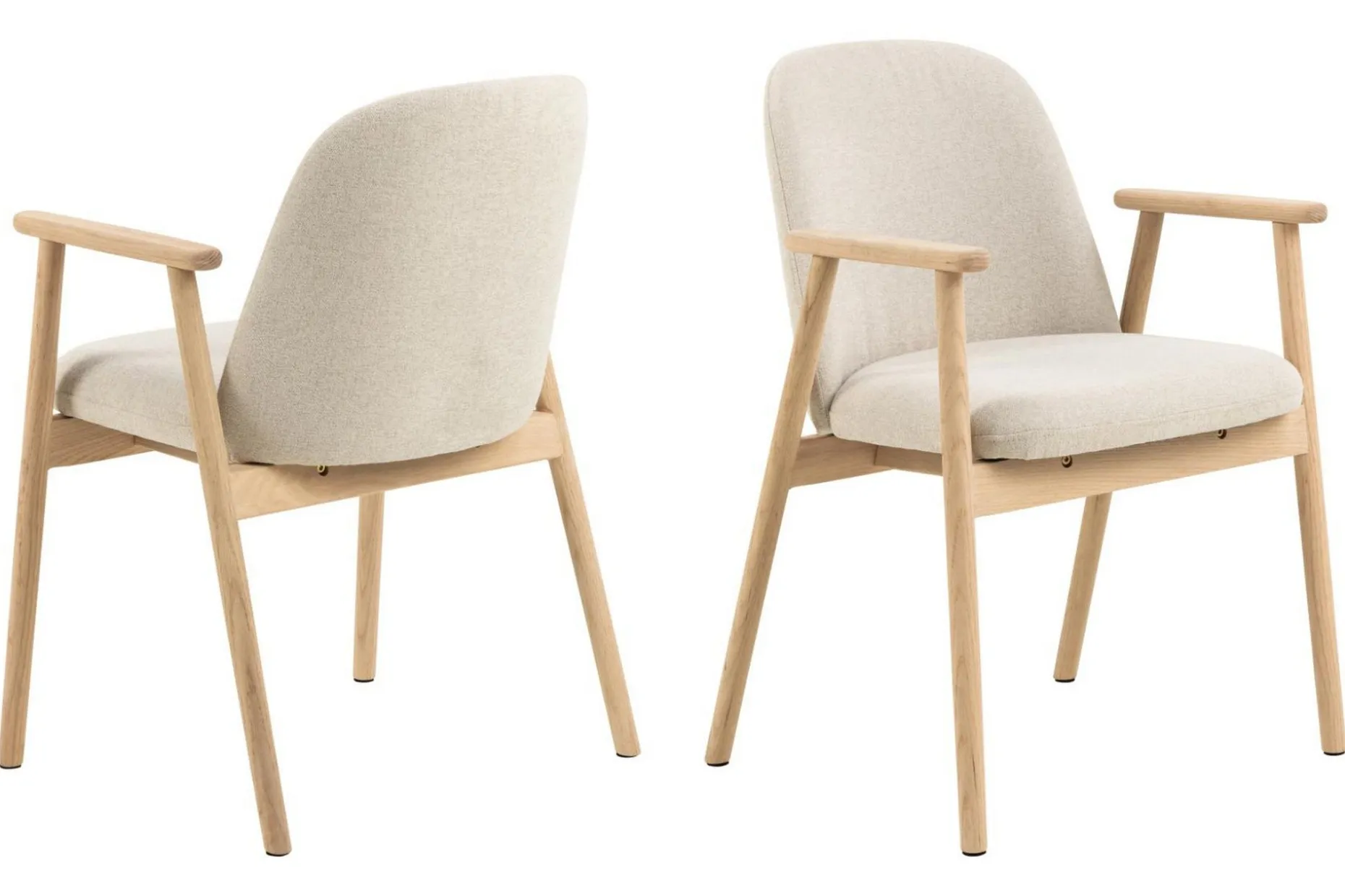 Reciclar Spisestol i bouclé med armlener i eik