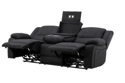 Reclinersofa med hjørne Comfort Living Singapore reclinersofa 3-seter kunstskinn Svart