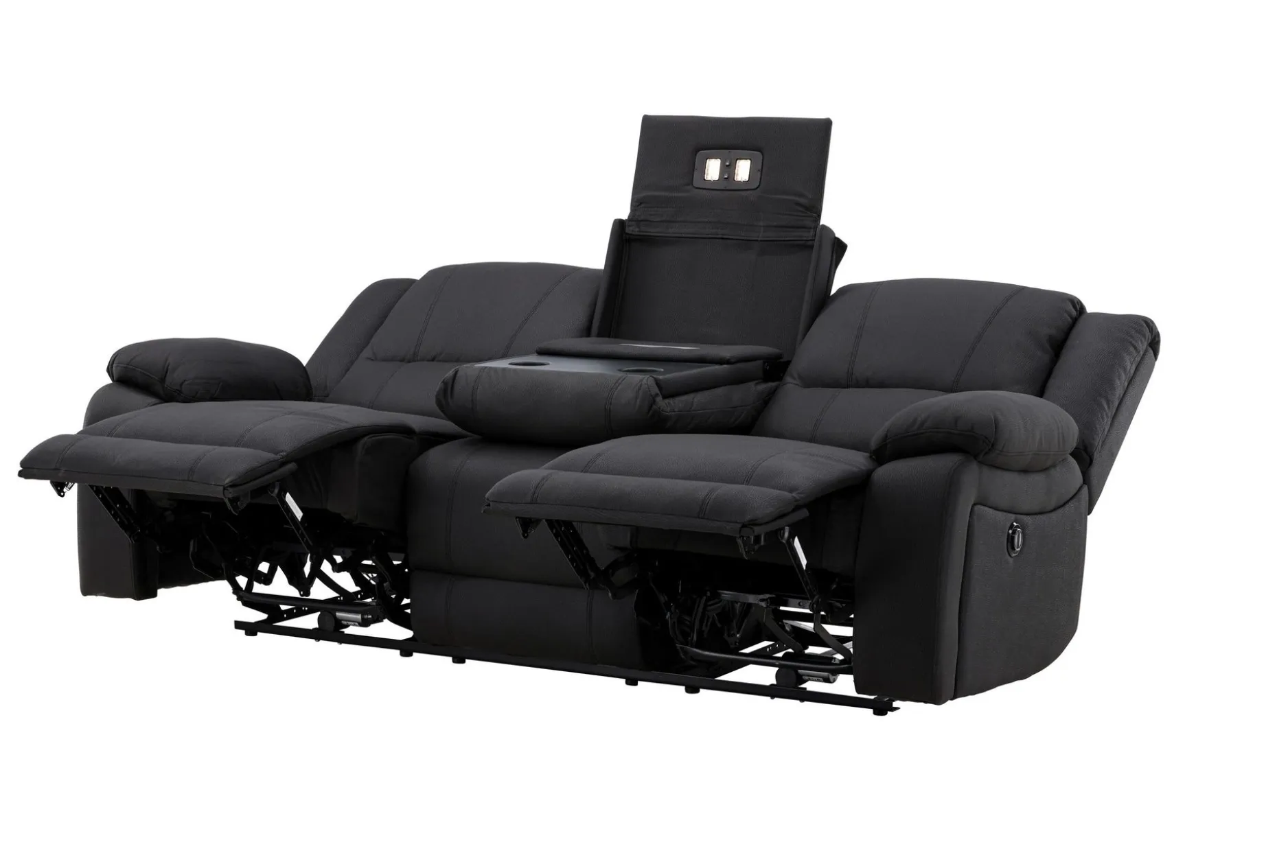 Reclinersofa med hjørne Comfort Living Singapore reclinersofa 3-seter kunstskinn Svart