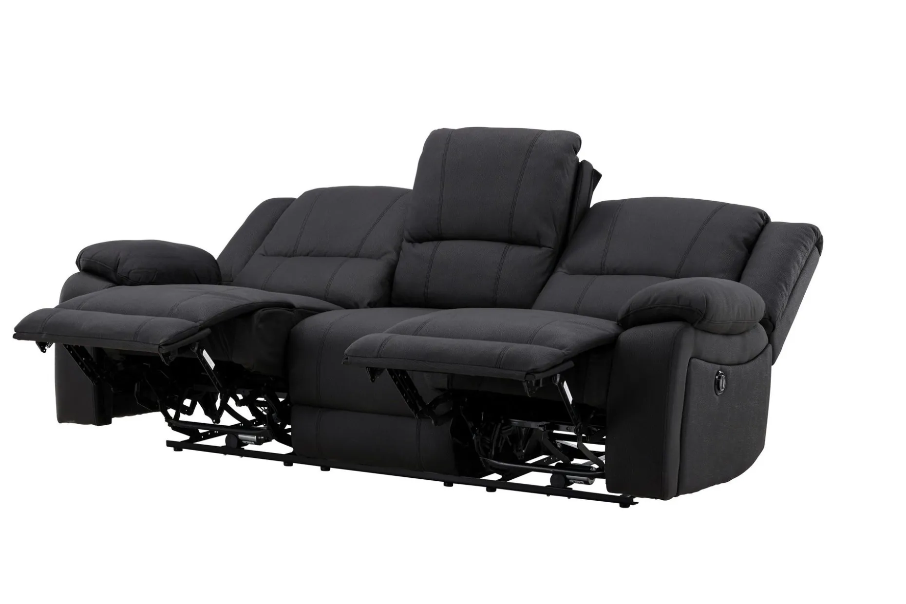Reclinersofa med hjørne Comfort Living Singapore reclinersofa 3-seter kunstskinn Svart