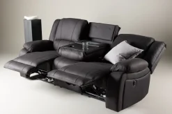 Reclinersofa med hjørne Comfort Living Singapore reclinersofa 3-seter kunstskinn Svart