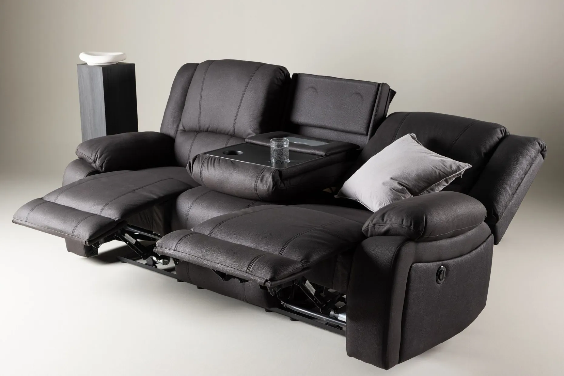 Reclinersofa med hjørne Comfort Living Singapore reclinersofa 3-seter kunstskinn Svart