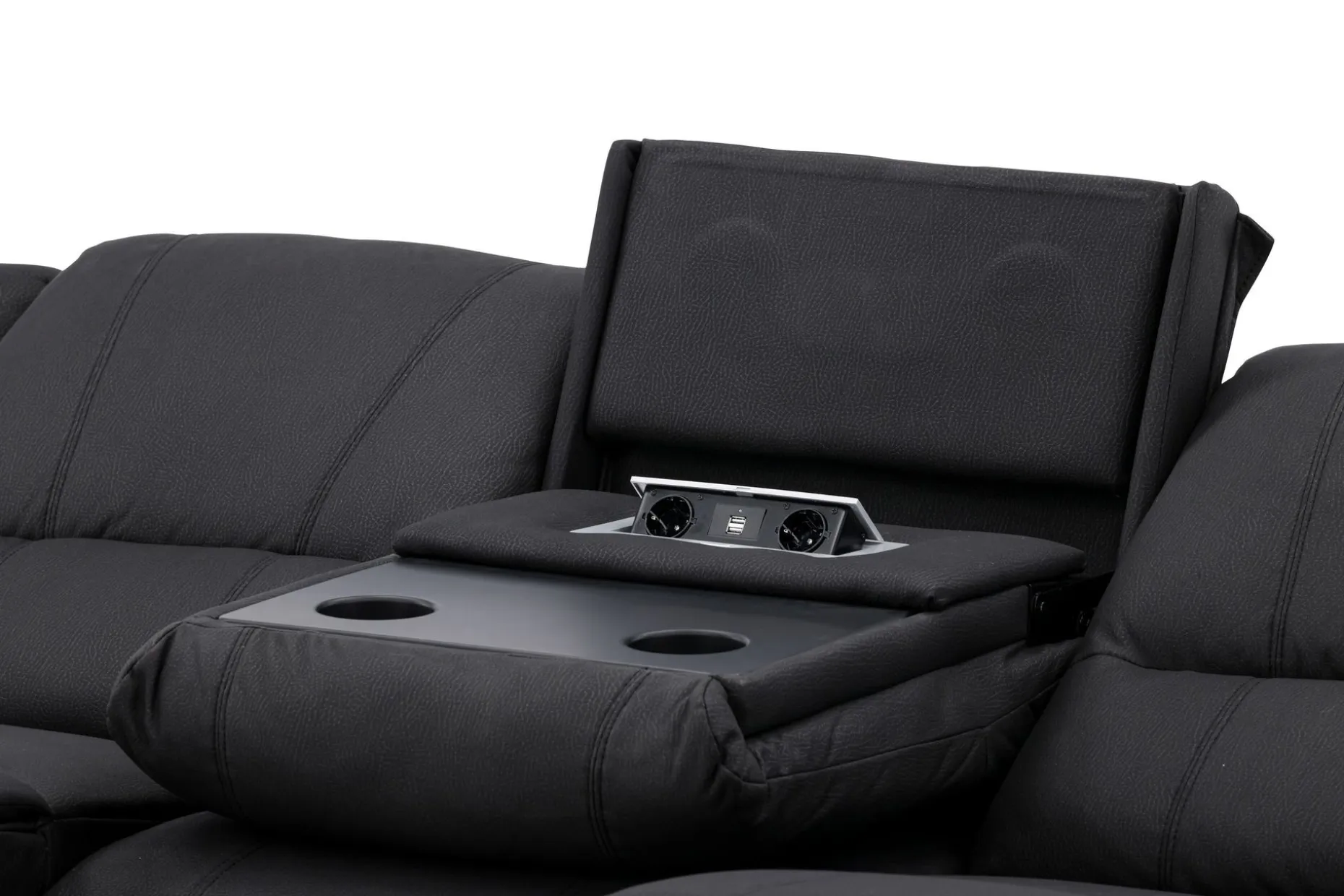 Reclinersofa med hjørne Comfort Living Singapore reclinersofa 3-seter kunstskinn Svart