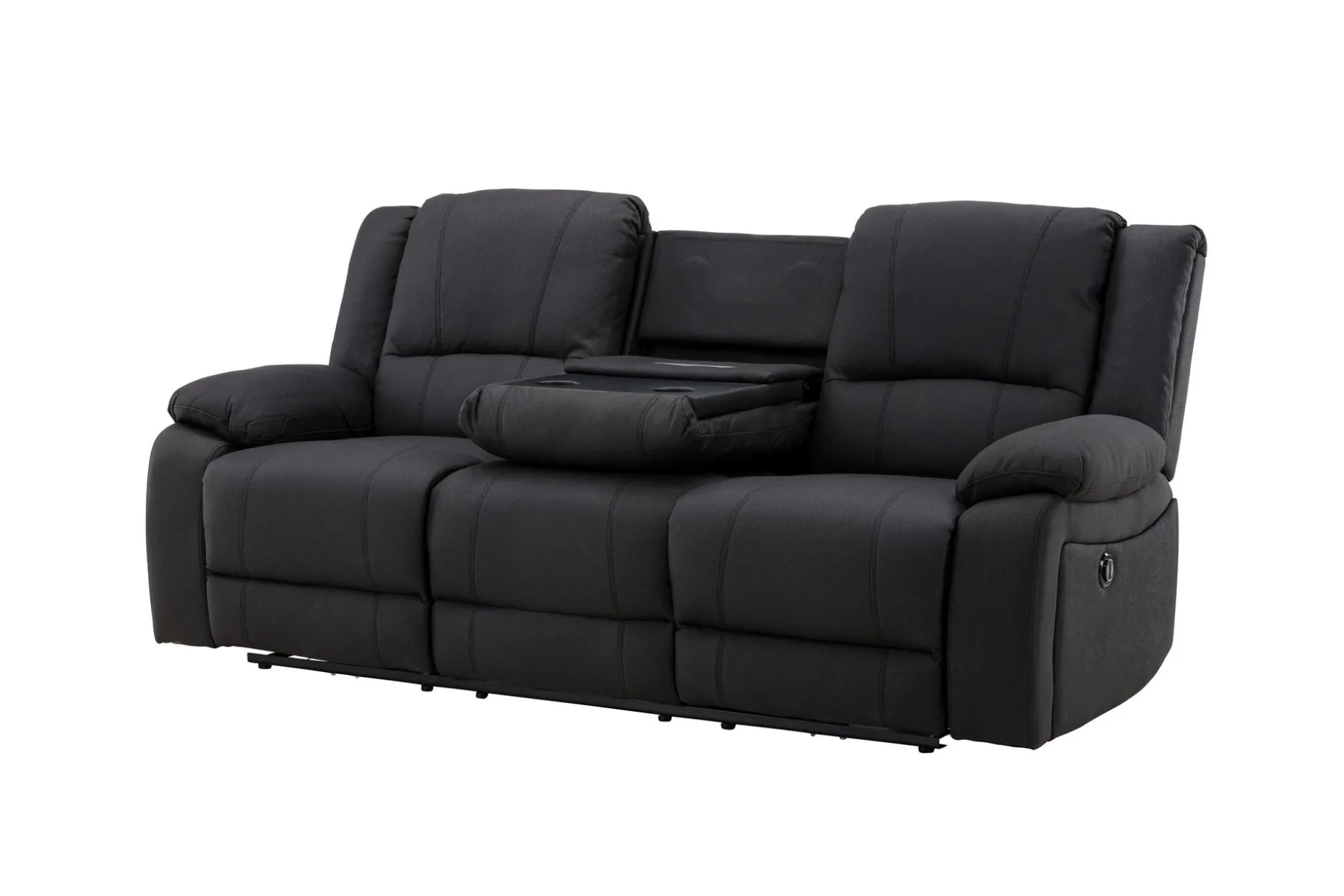 Reclinersofa med hjørne Comfort Living Singapore reclinersofa 3-seter kunstskinn Svart