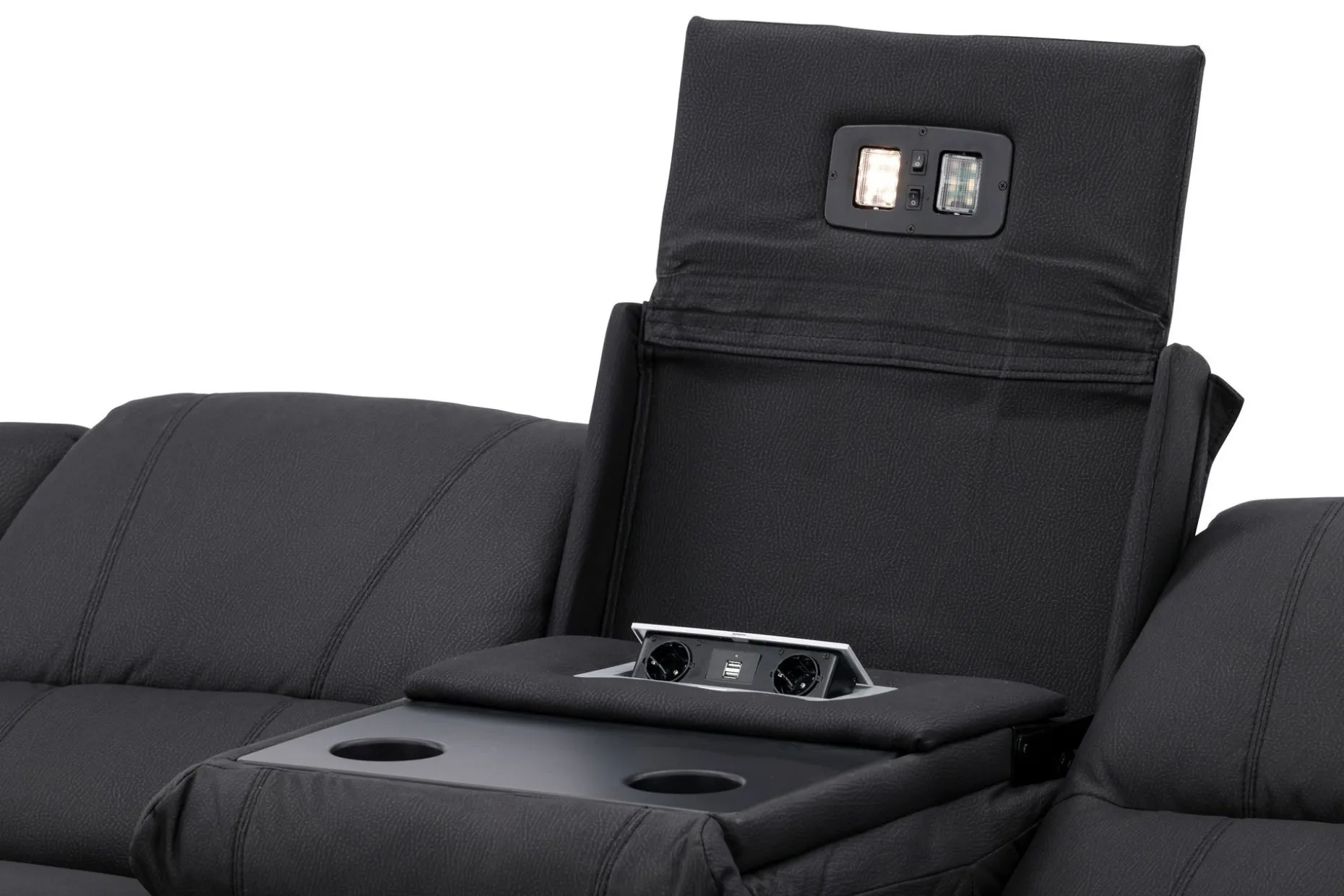 Reclinersofa med hjørne Comfort Living Singapore reclinersofa 3-seter kunstskinn Svart
