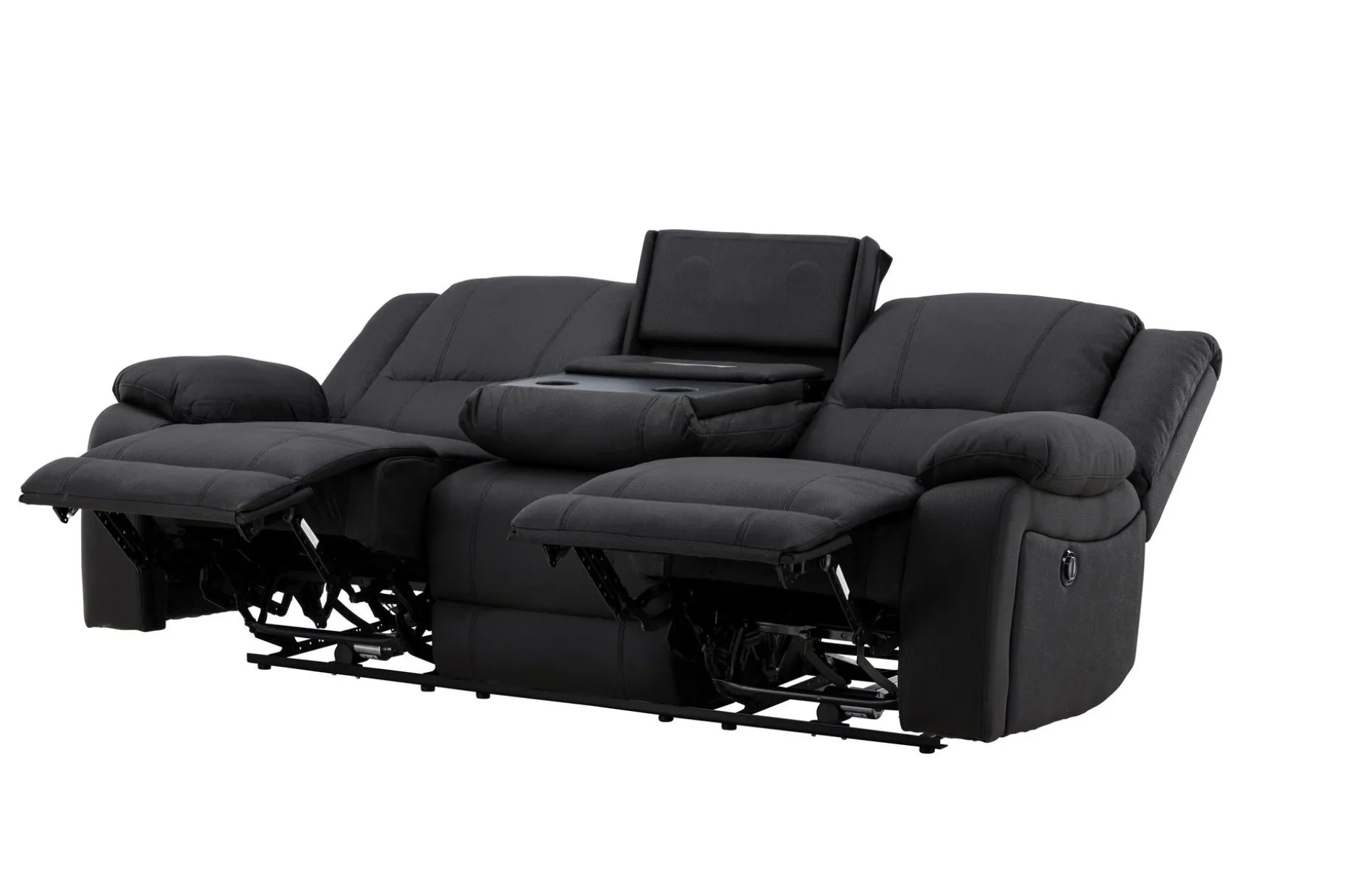 Reclinersofa med hjørne Comfort Living Singapore reclinersofa 3-seter kunstskinn Svart