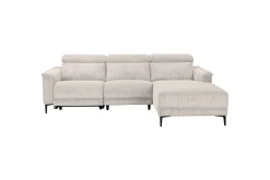 Reclinersofa med hjørne Loft24 Hjørnesofa Loft24 Lund med elektrisk recliner Hvit Høyrevendt