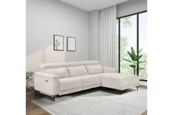 Reclinersofa med hjørne Loft24 Hjørnesofa Loft24 Lund med elektrisk recliner Hvit Høyrevendt