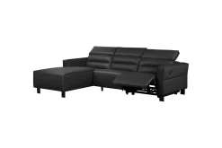 Reclinersofa med hjørne Loft24 Hjørnesofa Loft24 Carpari med manuell recliner Svart Venstrevendt Belfast-stoff