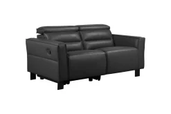 Reclinersofa uten hjørne Loft24 Sofa 2-seter Loft24 Carpari med manuelt oppfellbart fotstøtte Svart Kunstskinn