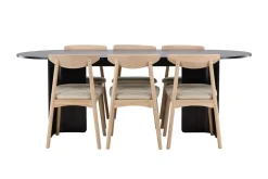 Rektangulær spisegruppe Tyresö 220 cm med 6 Ven stoler