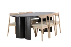 Rektangulær spisegruppe Tyresö 220 cm med 6 Ven stoler