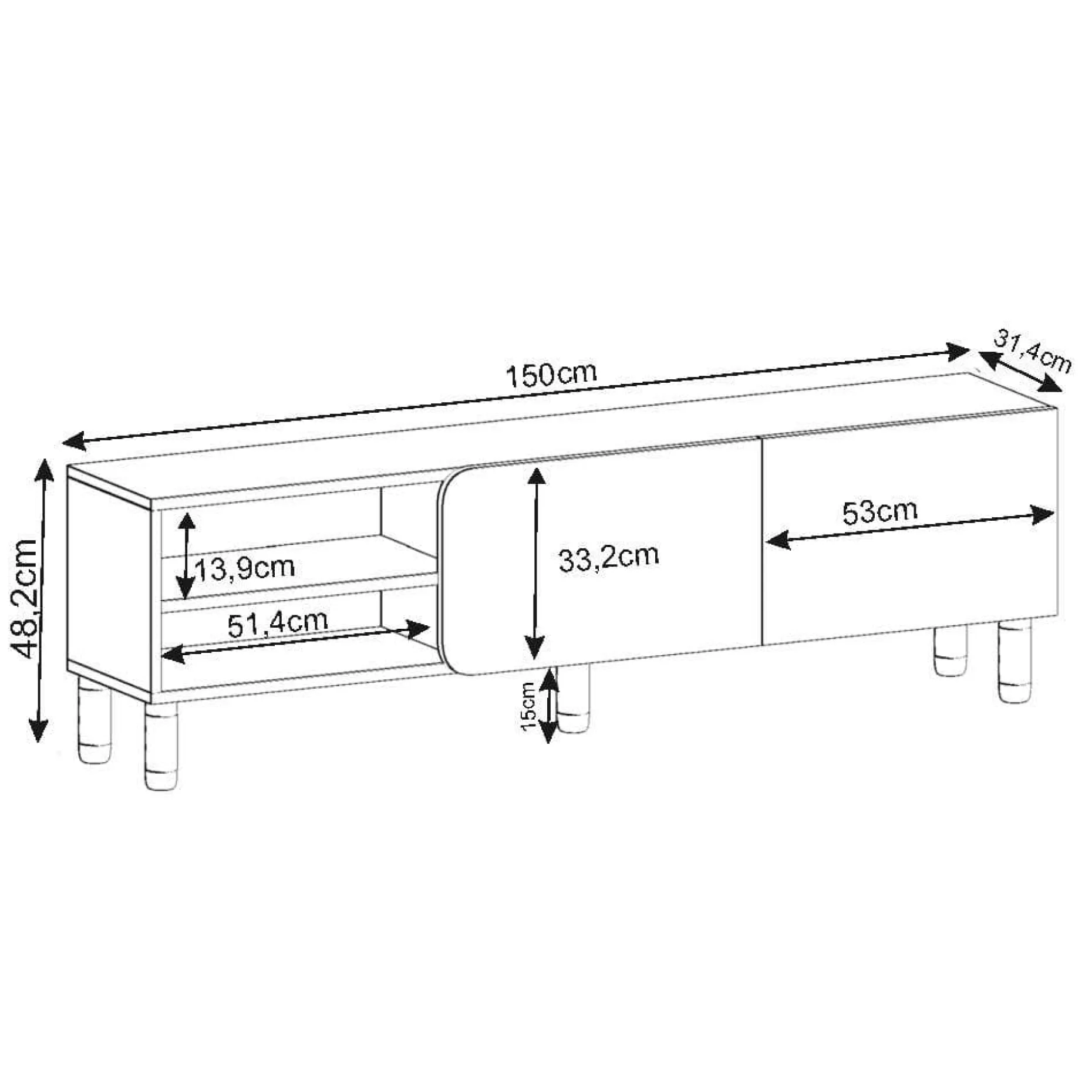 Relento TV-benk 150 cm