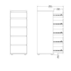 Rengo Kommode med 5 skuffer 40x40x107 cm