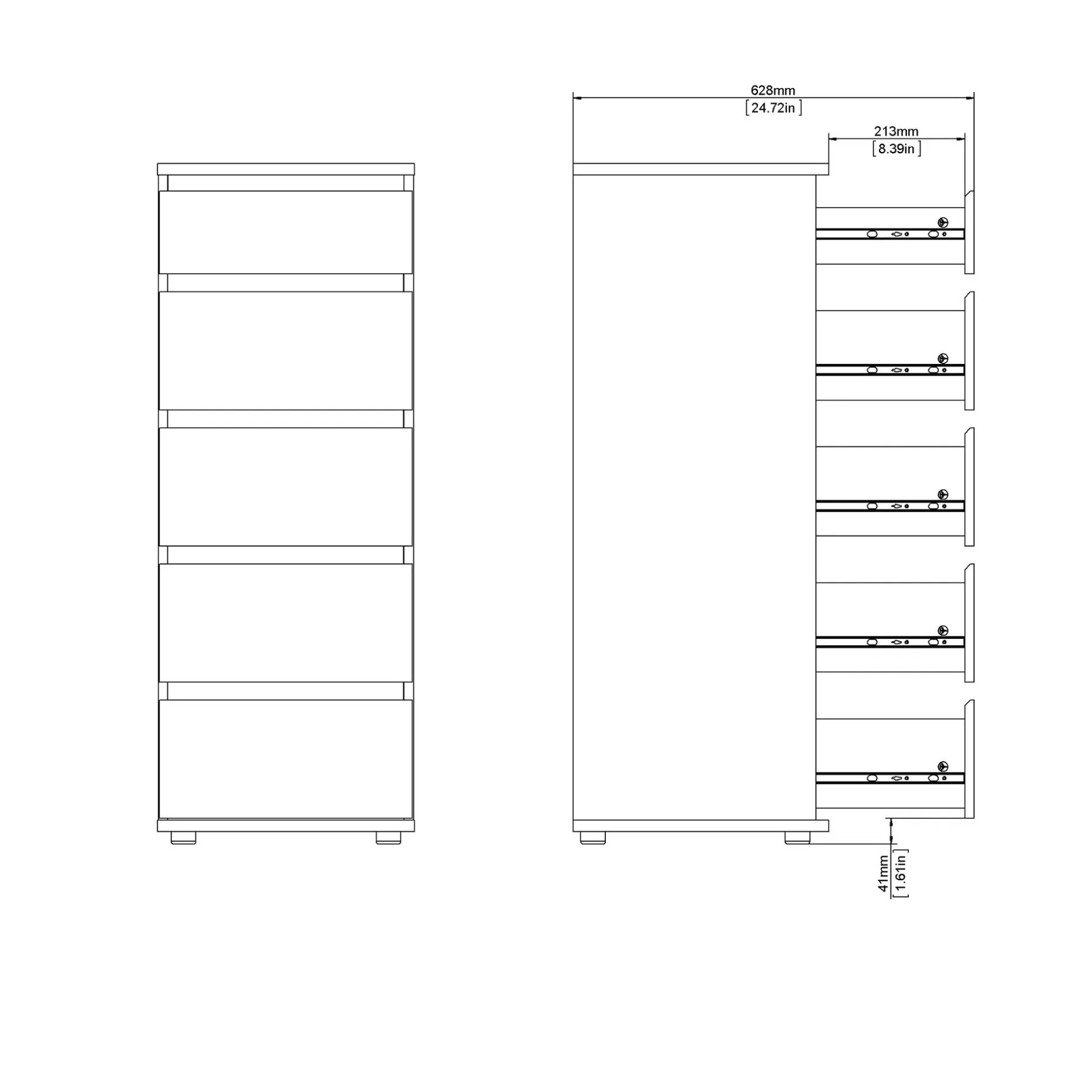 Rengo Kommode med 5 skuffer 40x40x107 cm