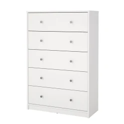 Renor Kommode med 5 skuffer Hvit 72x30x108 cm